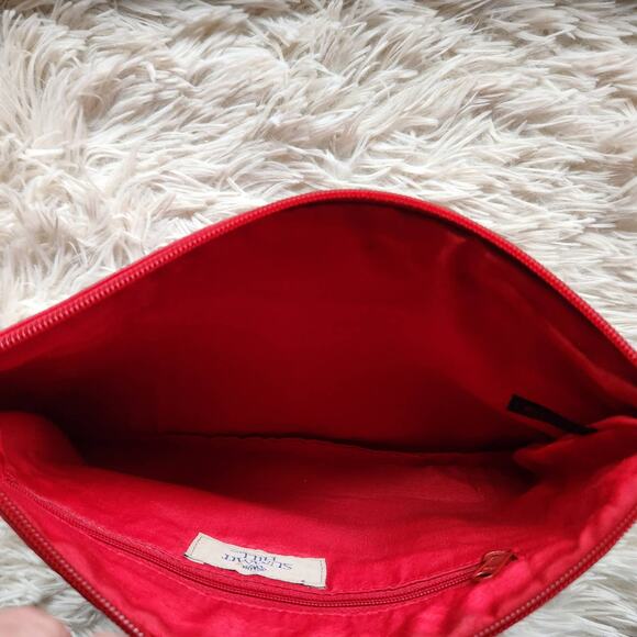 Summit Hill Leather Clutch Purse Solid Red Zip Top Holiday Handbag Vintage - Picture 5 of 8